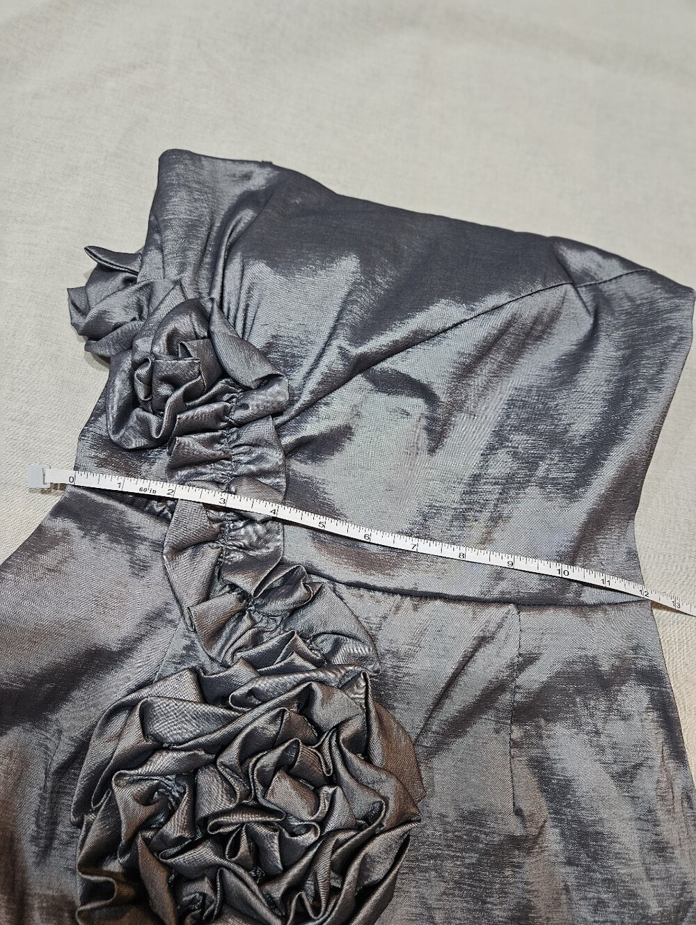 Silver Ruffle Strapless Dress - Picture 7 of 8